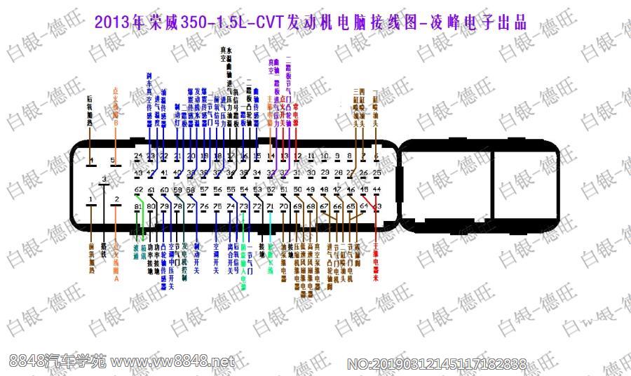 2013年荣威350-1.5L-CVT发动机电脑接线图